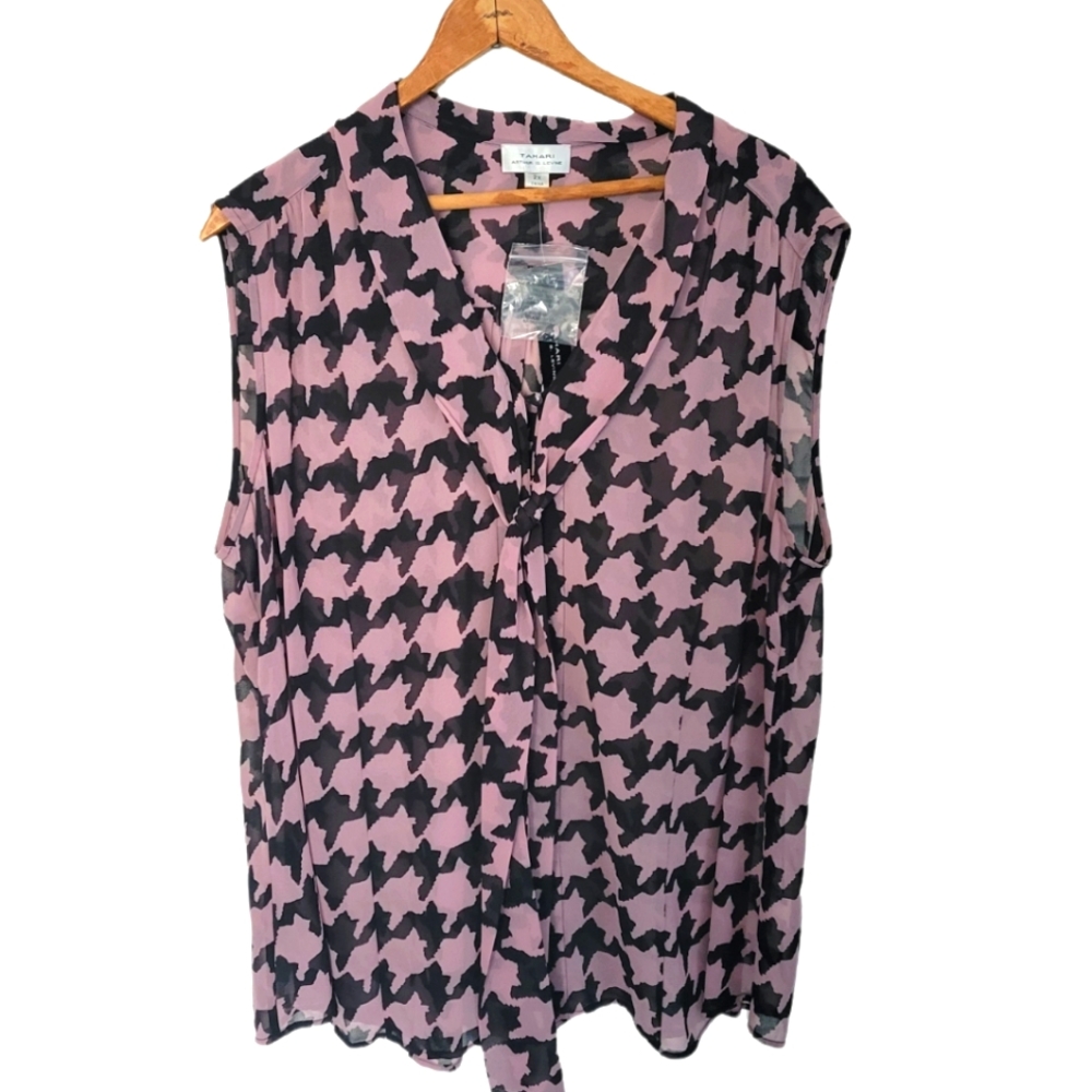 Stunning!! NWT Tahari sleeveless blouse with neck tie, size 2X - Picture 1 of 6
